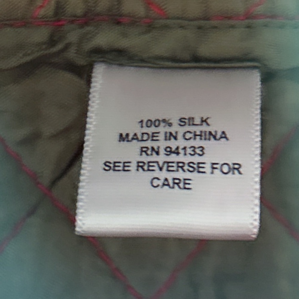 Debra deRoo 100% Silk Red Quilted Zip Jacket Cuffed Sleeves Pockets Size Large - Picture 10 of 11